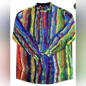 Coogi Australia Silk Henley Shirt Button Down XL.  New Without Tags
